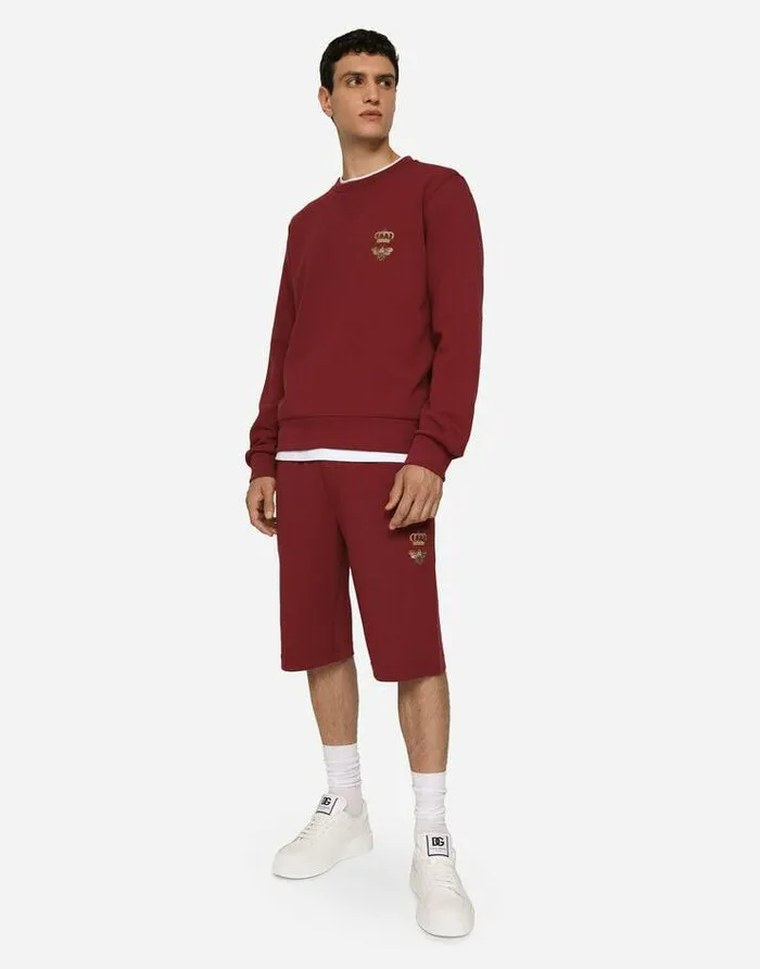 Dolce and Gabbana Trousers And Shorts Men Jersey Jogging Shorts With Embroidery Bordeaux Dolce and Gabbana Trousers And Shorts Men Jersey Jogging Shorts With Embroidery Bordeaux
