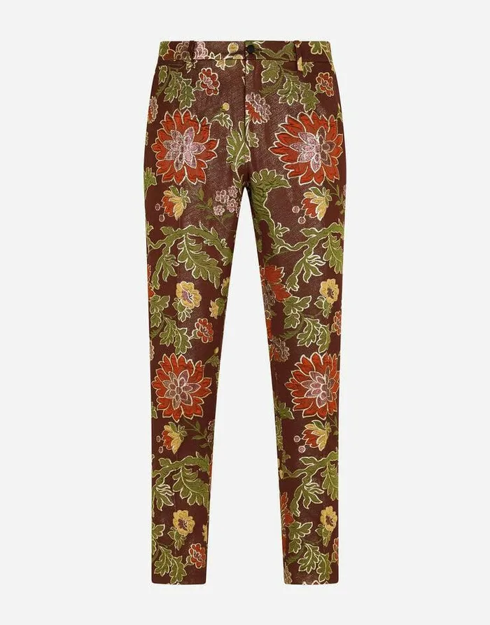 Dolce and Gabbana Trousers And Shorts Men Lurex Jacquard Pants Multicolor