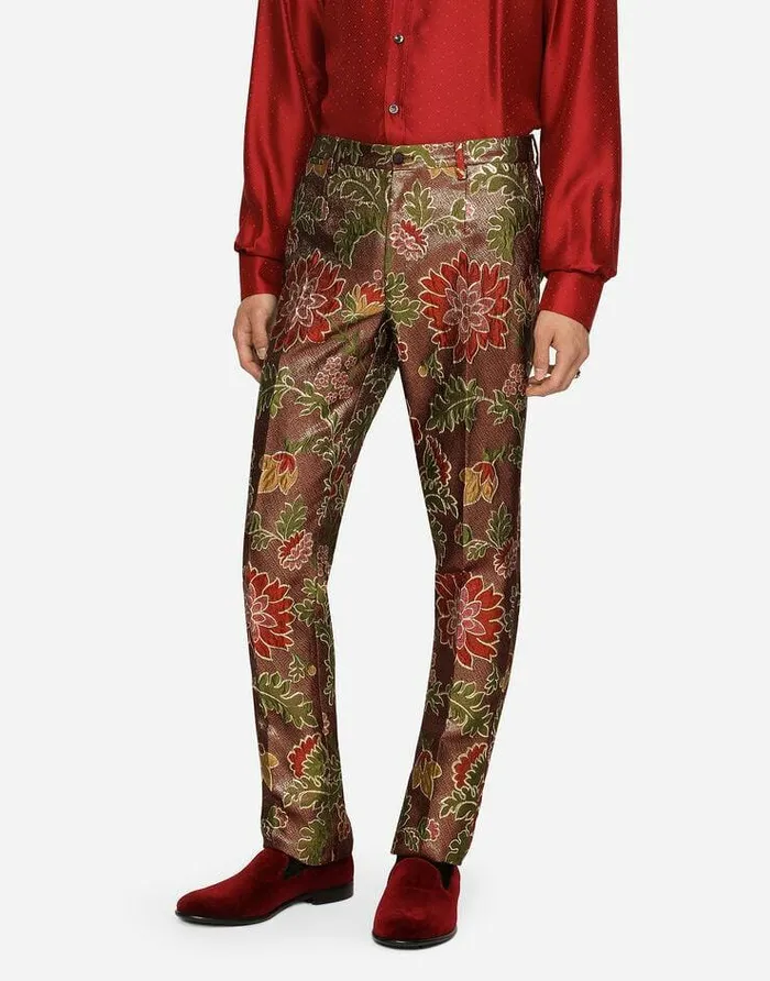 Dolce and Gabbana Trousers And Shorts Men Lurex Jacquard Pants Multicolor Dolce and Gabbana Trousers And Shorts Men Lurex Jacquard Pants Multicolor