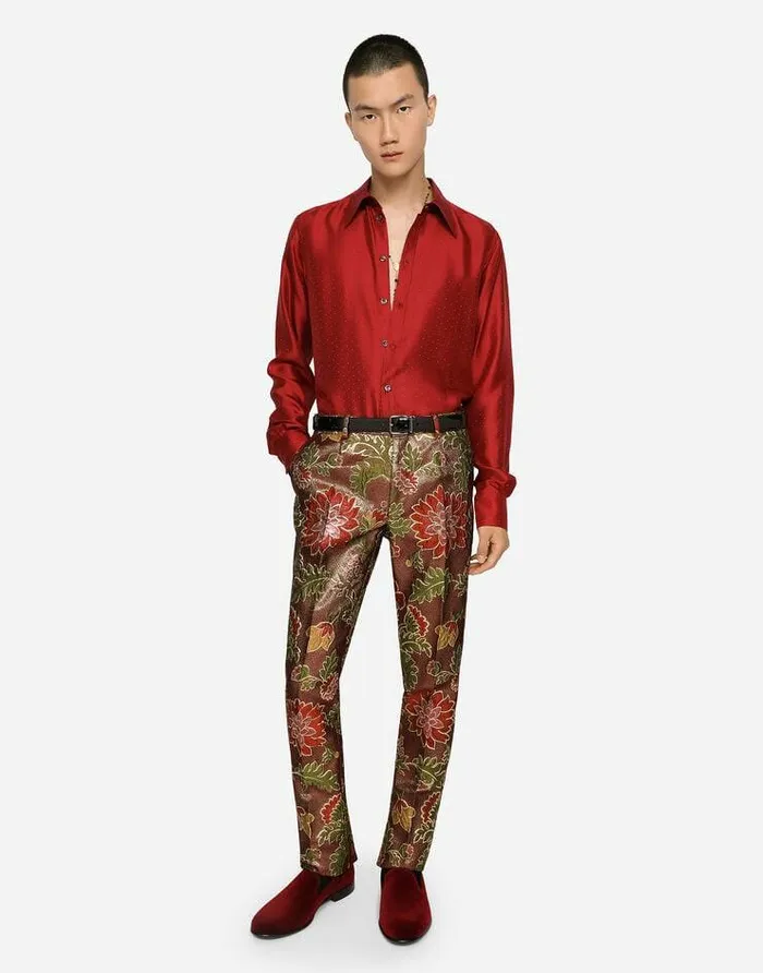 Dolce and Gabbana Trousers And Shorts Men Lurex Jacquard Pants Multicolor Dolce and Gabbana Trousers And Shorts Men Lurex Jacquard Pants Multicolor