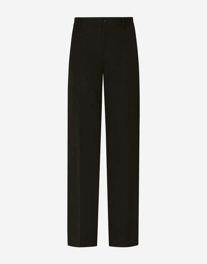 Dolce and Gabbana Trousers And Shorts Men Straightleg Wool Pants Black