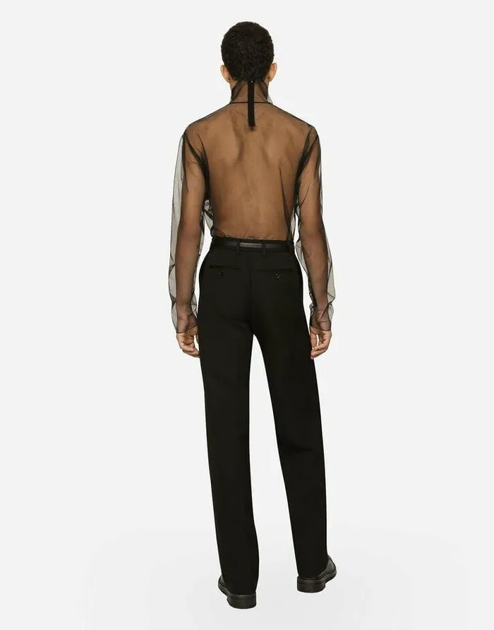 Dolce and Gabbana Trousers And Shorts Men Straightleg Wool Pants Black Dolce and Gabbana Trousers And Shorts Men Straightleg Wool Pants Black
