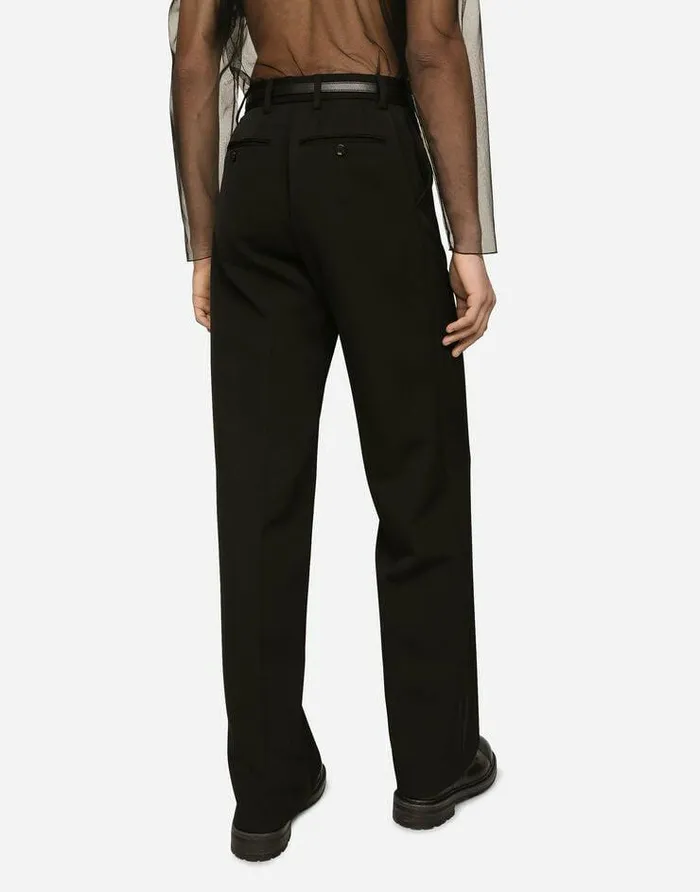 Dolce and Gabbana Trousers And Shorts Men Straightleg Wool Pants Black Dolce and Gabbana Trousers And Shorts Men Straightleg Wool Pants Black