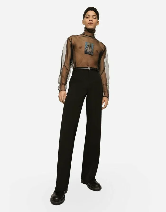 Dolce and Gabbana Trousers And Shorts Men Straightleg Wool Pants Black Dolce and Gabbana Trousers And Shorts Men Straightleg Wool Pants Black