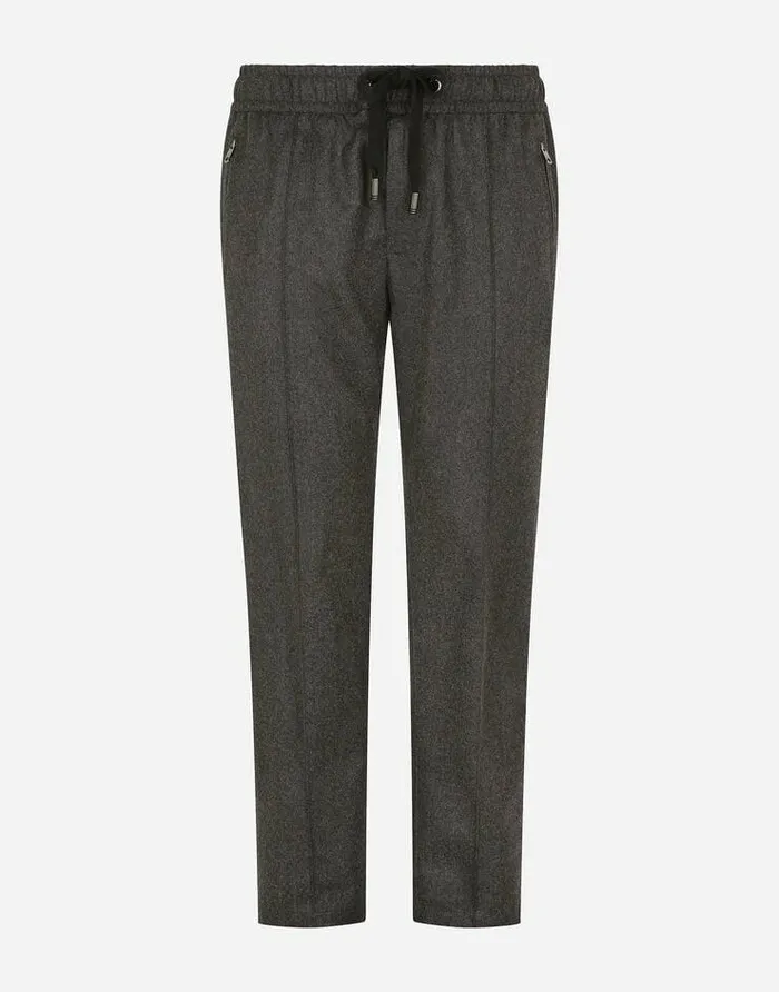 Dolce and Gabbana Trousers And Shorts Men Virgin Wool Jogging Pants Grey