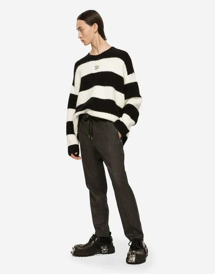 Dolce and Gabbana Trousers And Shorts Men Virgin Wool Jogging Pants Grey