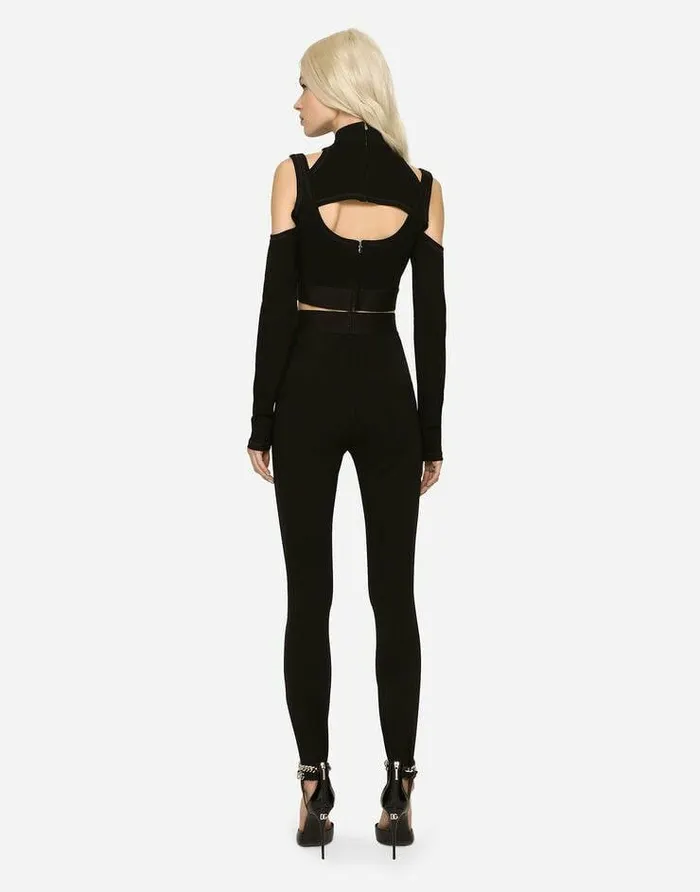 Dolce and Gabbana Trousers And Shorts Women Full Milano Leggings With Branded Elastic Black Dolce and Gabbana Trousers And Shorts Women Full Milano Leggings With Branded Elastic Black