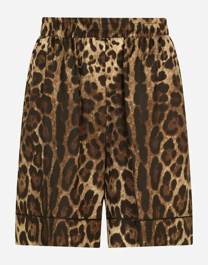 Dolce and Gabbana Trousers And Shorts Women Leopardprint Twill Shorts With Piping Multicolor Dolce and Gabbana Trousers And Shorts Women Leopardprint Twill Shorts With Piping Multicolor