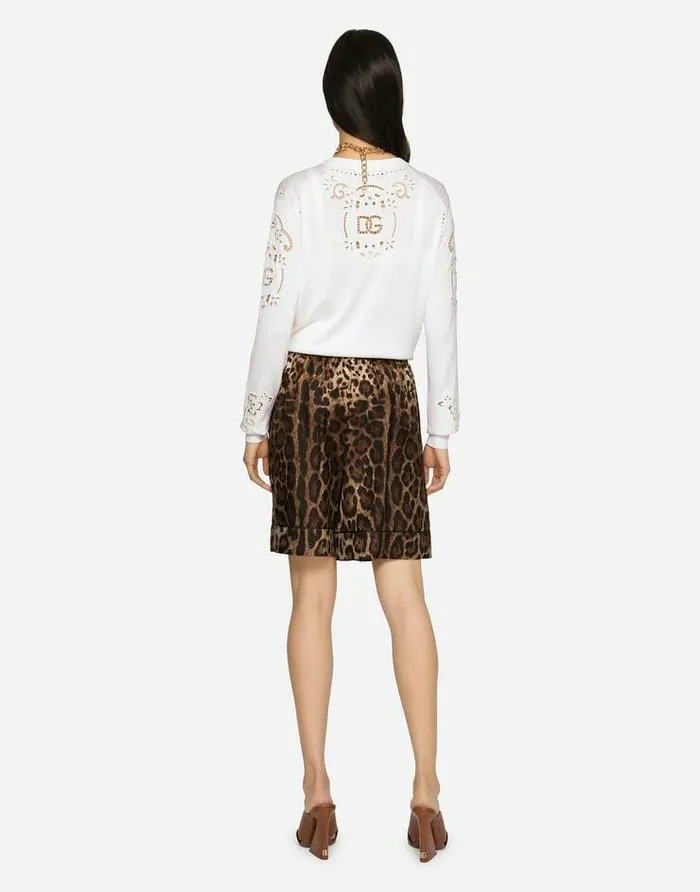 Dolce and Gabbana Trousers And Shorts Women Leopardprint Twill Shorts With Piping Multicolor Dolce and Gabbana Trousers And Shorts Women Leopardprint Twill Shorts With Piping Multicolor