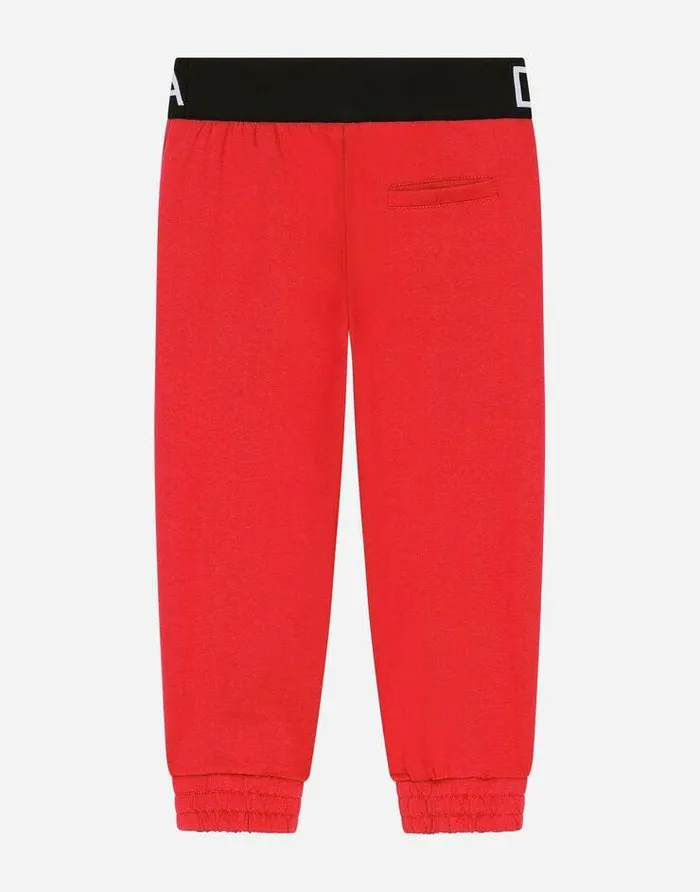 Dolce and Gabbana Trousers And Skirts Children Jersey Jogging Pants With Branded Elastic Red Dolce and Gabbana Trousers And Skirts Children Jersey Jogging Pants With Branded Elastic Red