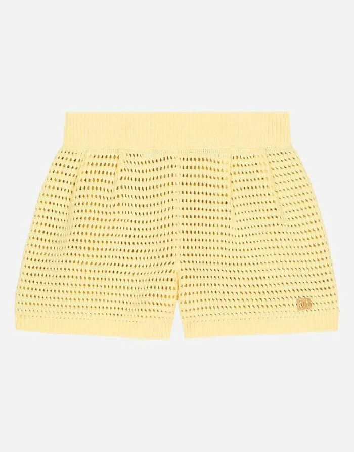 Dolce and Gabbana Trousers And Skirts Children Openwork Shorts Yellow