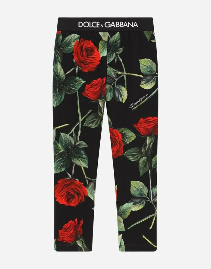 Dolce and Gabbana Trousers And Skirts Children Roseprint Interlock Leggings Multicolor Dolce and Gabbana Trousers And Skirts Children Roseprint Interlock Leggings Multicolor