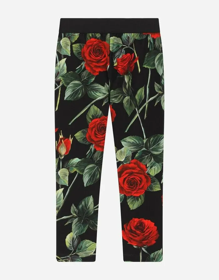 Dolce and Gabbana Trousers And Skirts Children Roseprint Interlock Leggings Multicolor Dolce and Gabbana Trousers And Skirts Children Roseprint Interlock Leggings Multicolor
