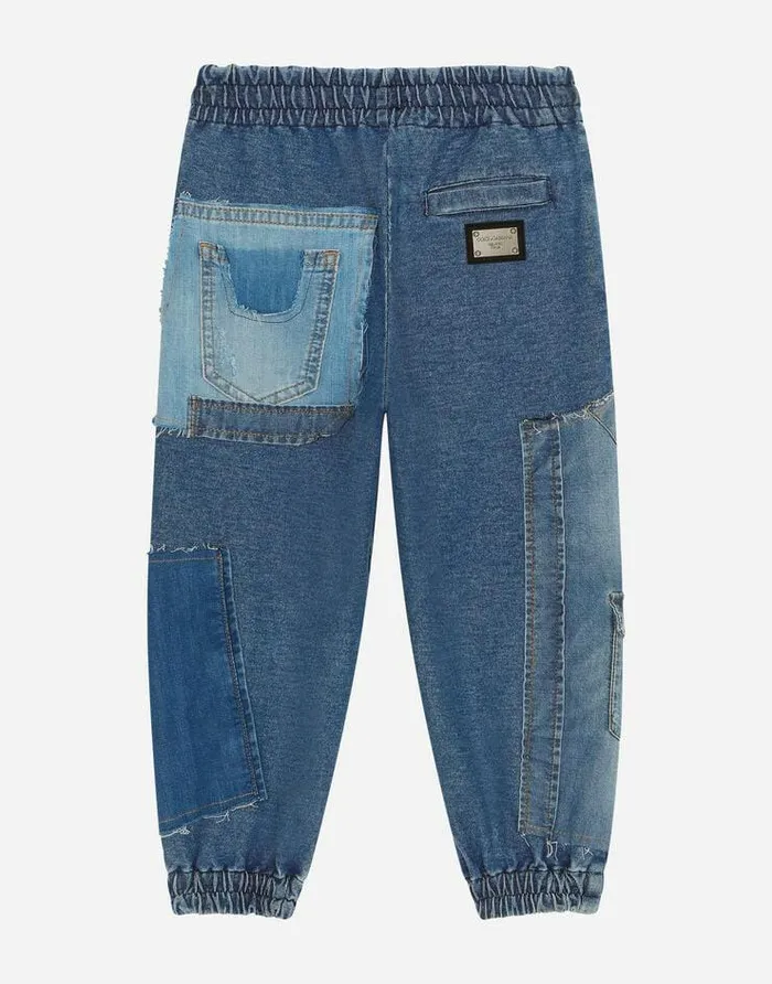 Dolce and Gabbana Trousers And Skirts Children Stretch Jersey Denim Jogging Pants Multicolor Dolce and Gabbana Trousers And Skirts Children Stretch Jersey Denim Jogging Pants Multicolor