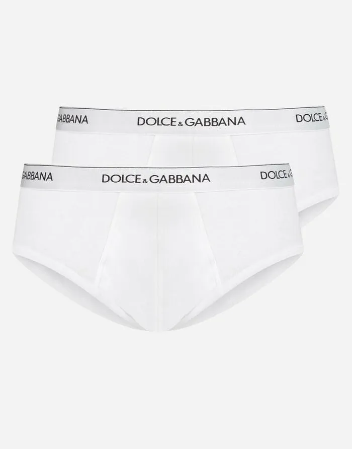 Dolce and Gabbana Underwear And Loungewear Men Bipack Brando Briefs In Stretch Cotton White Dolce and Gabbana Underwear And Loungewear Men Bipack Brando Briefs In Stretch Cotton White