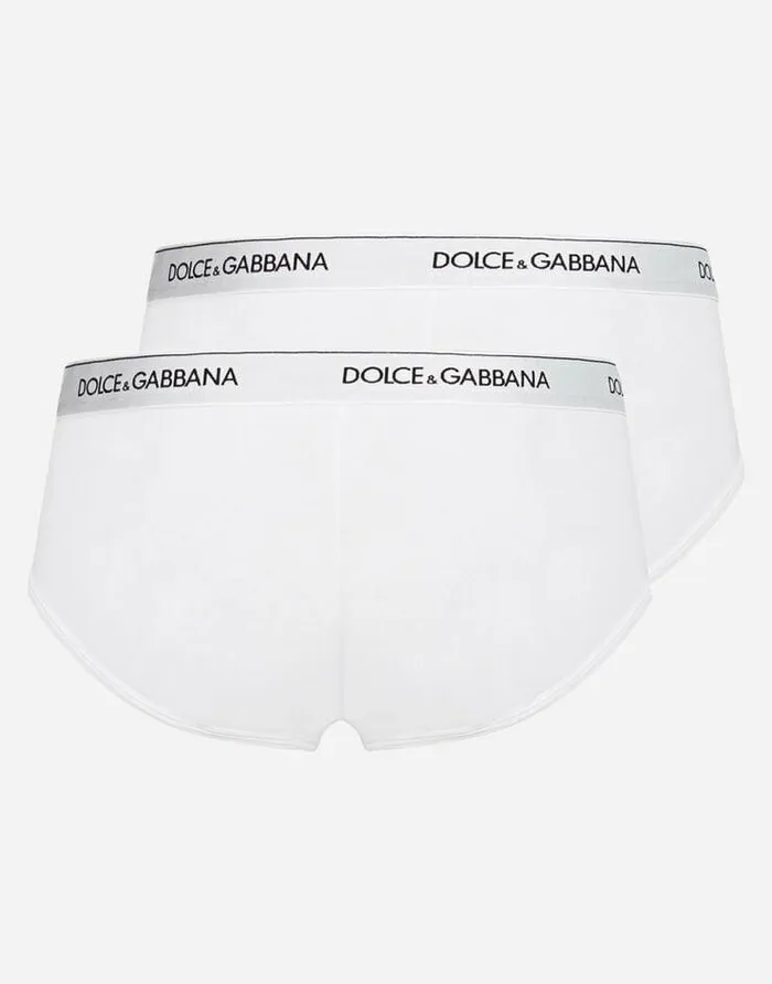 Dolce and Gabbana Underwear And Loungewear Men Bipack Brando Briefs In Stretch Cotton White