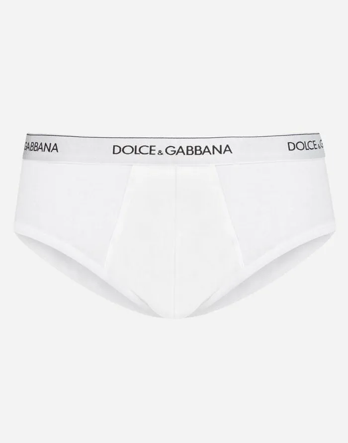 Dolce and Gabbana Underwear And Loungewear Men Bipack Brando Briefs In Stretch Cotton White