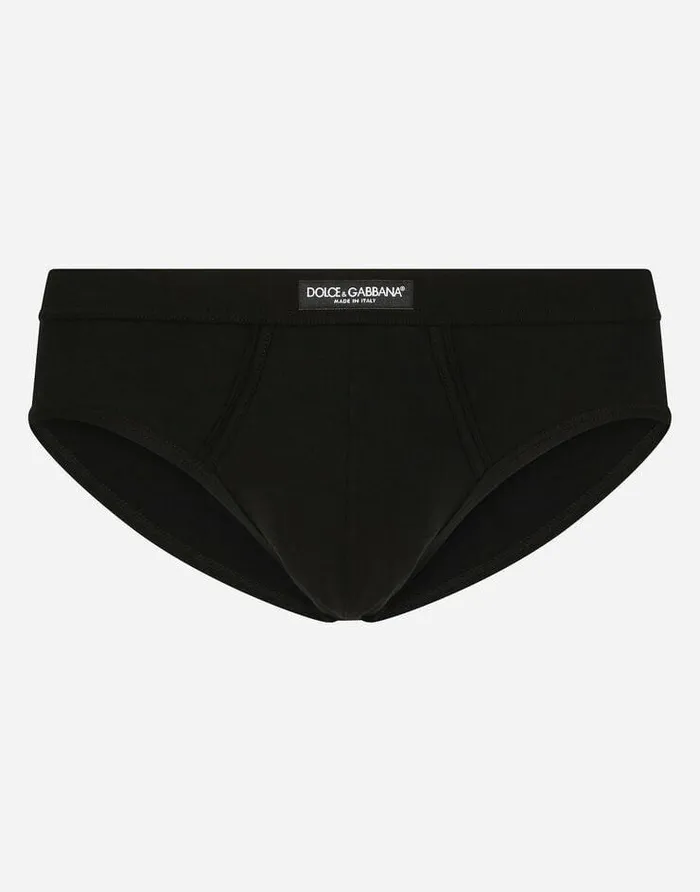 Dolce and Gabbana Underwear And Loungewear Men Midrise Twoway Stretch Jersey Briefs With Logo Label Black Dolce and Gabbana Underwear And Loungewear Men Midrise Twoway Stretch Jersey Briefs With Logo Label Black
