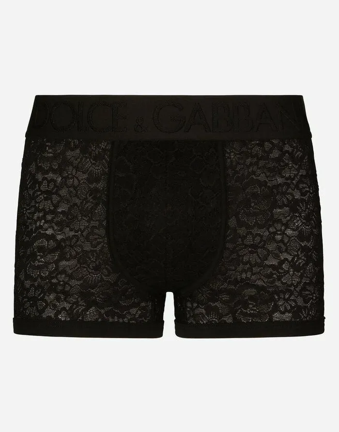 Dolce and Gabbana Underwear And Loungewear Men Stretch Lace Boxers Black