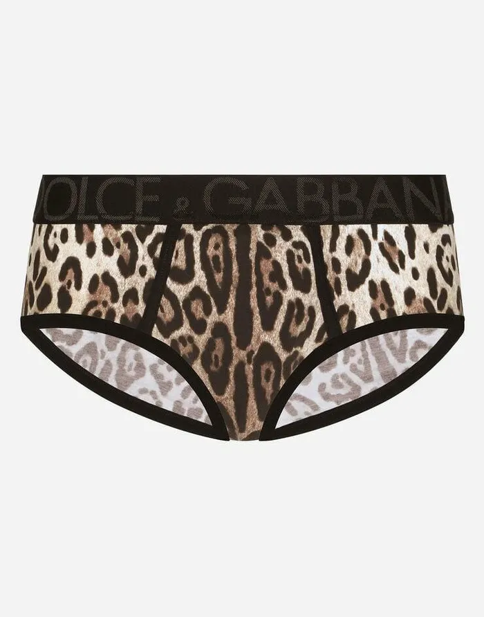 Dolce and Gabbana Underwear And Loungewear Men Twoway Stretch Jersey Brando Briefs With Leopard Print Multicolor Dolce and Gabbana Underwear And Loungewear Men Twoway Stretch Jersey Brando Briefs With Leopard Print Multicolor