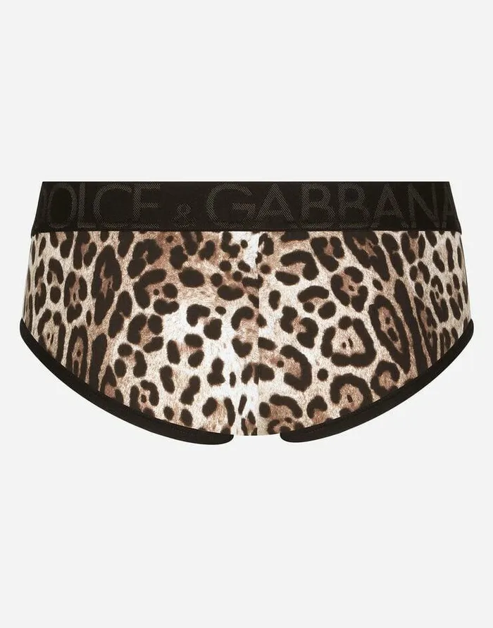 Dolce and Gabbana Underwear And Loungewear Men Twoway Stretch Jersey Brando Briefs With Leopard Print Multicolor Dolce and Gabbana Underwear And Loungewear Men Twoway Stretch Jersey Brando Briefs With Leopard Print Multicolor