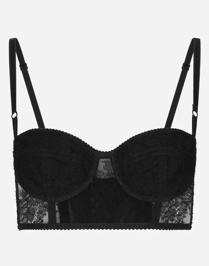 Dolce and Gabbana Underwear Women Lace Balconette Corset With Straps Black