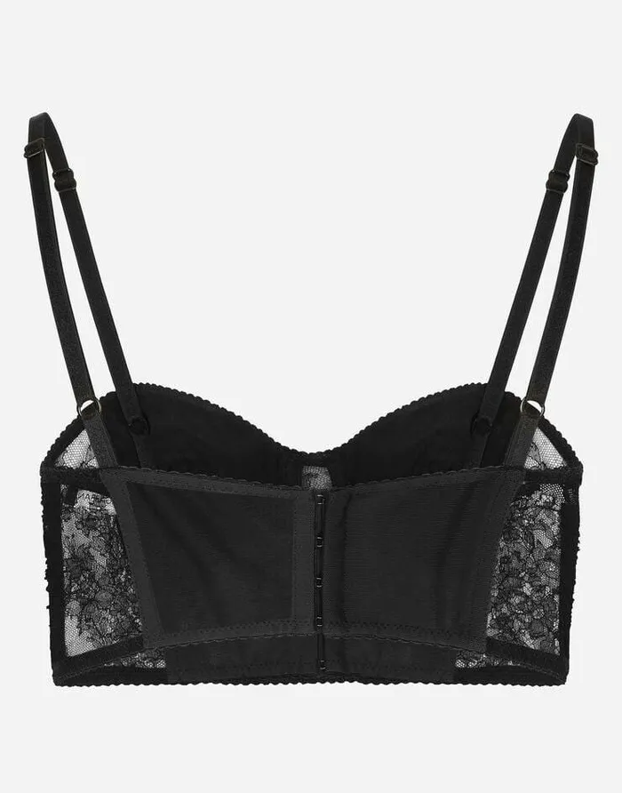 Dolce and Gabbana Underwear Women Lace Balconette Corset With Straps Black Dolce and Gabbana Underwear Women Lace Balconette Corset With Straps Black