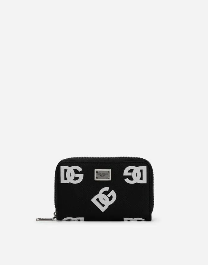 Dolce and Gabbana Wallets And Small Leather Goods Men Small Calfskin Ziparound Wallet With Allover DG Print Multicolor Dolce and Gabbana Wallets And Small Leather Goods Men Small Calfskin Ziparound Wallet With Allover DG Print Multicolor