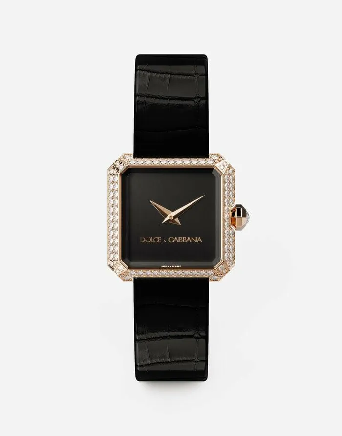 Dolce and Gabbana WatchesandStraps Women Gold Watch With Diamonds Black