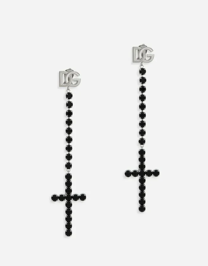 Dolce and Gabbana Wear It Like DGCelebs Women KIM DOLCEandGABBANA Long Earrings With Rhinestonedetailed Crosses Black Dolce and Gabbana Wear It Like DGCelebs Women KIM DOLCEandGABBANA Long Earrings With Rhinestonedetailed Crosses Black