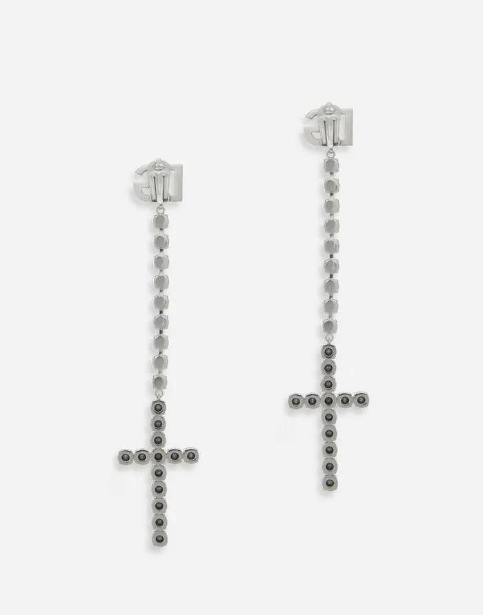 Dolce and Gabbana Wear It Like DGCelebs Women KIM DOLCEandGABBANA Long Earrings With Rhinestonedetailed Crosses Black Dolce and Gabbana Wear It Like DGCelebs Women KIM DOLCEandGABBANA Long Earrings With Rhinestonedetailed Crosses Black