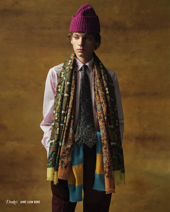 Drake039s ALD Drake039s Green Archival Graphic Scarf 8211 Accessories