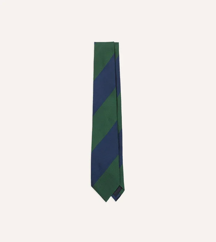 Drake039s Blue And Green Dual Block Stripe Mogador Tipped Tie 8211 Ties