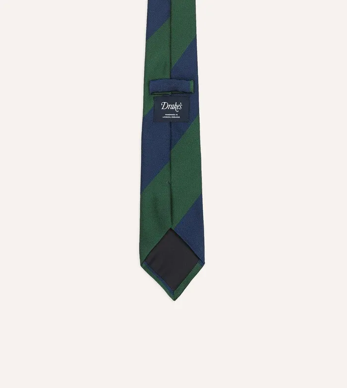 Drake039s Blue And Green Dual Block Stripe Mogador Tipped Tie 8211 Ties