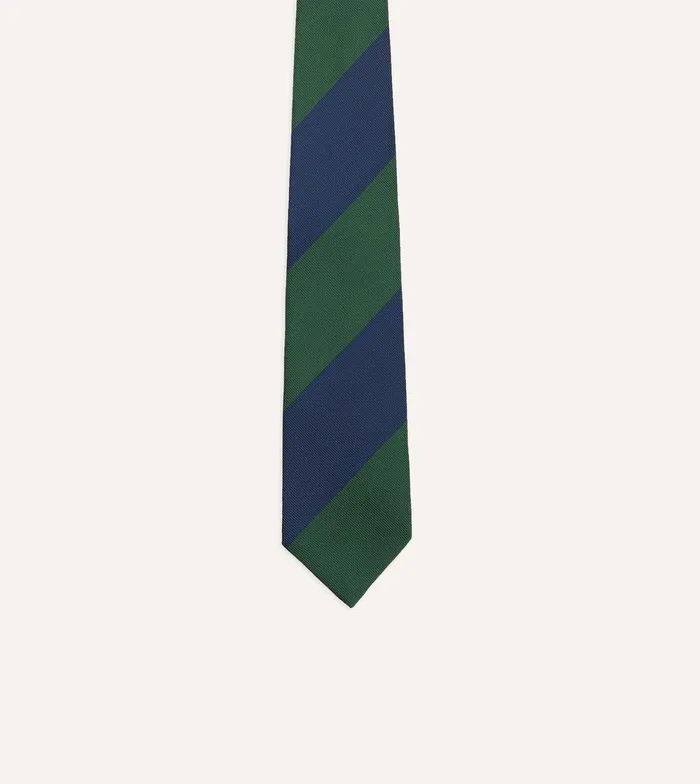 Drake039s Blue And Green Dual Block Stripe Mogador Tipped Tie 8211 Ties