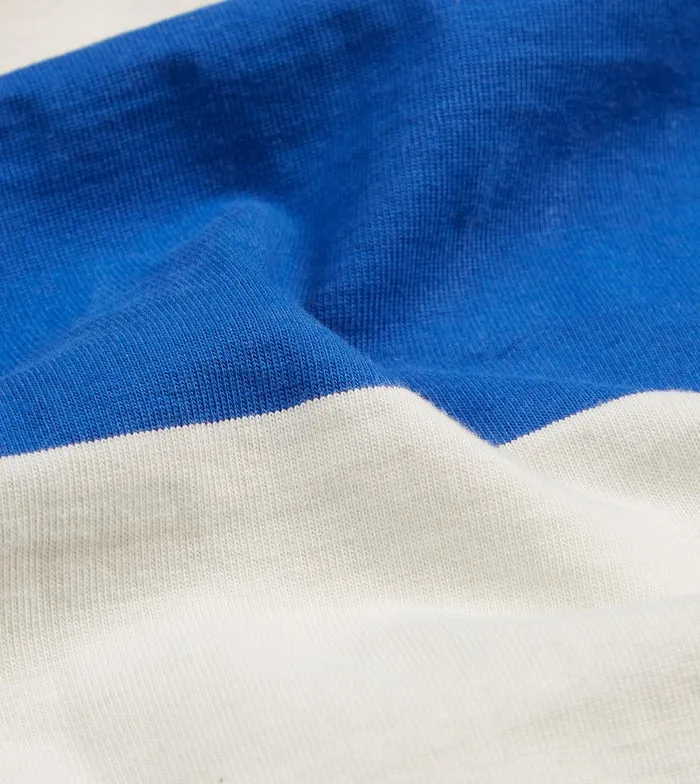 Drake039s Blue And White Wide Stripe Heavy Cotton Crew Neck Hiking TShirt 8211 Clothing