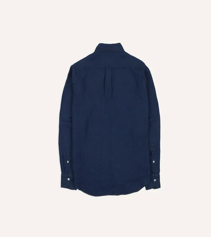 Drake039s Blue Linen TwoPocket Work Shirt 8211 Shirts
