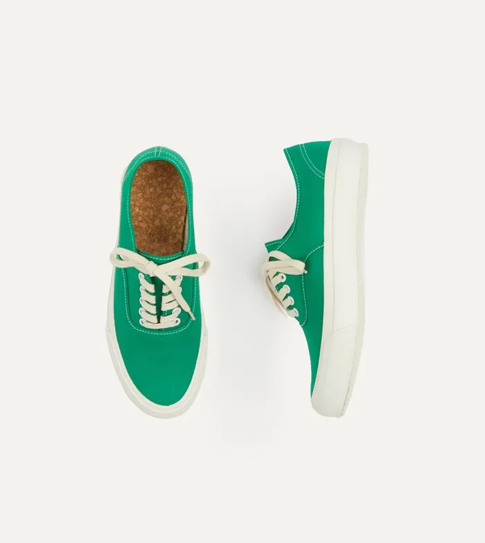 Drake039s Doek Green Canvas Oxford Trainers 8211 Footwear