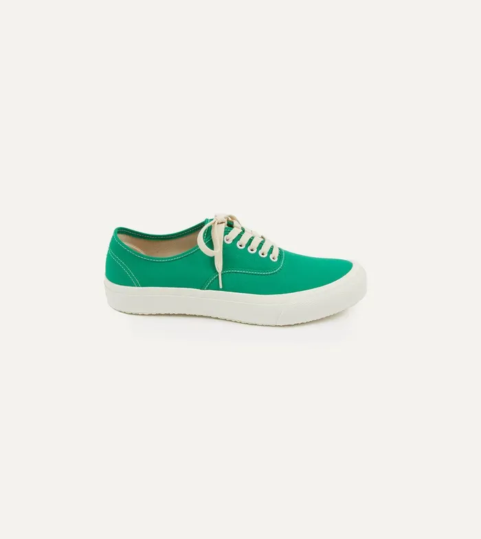 Drake039s Doek Green Canvas Oxford Trainers 8211 Footwear