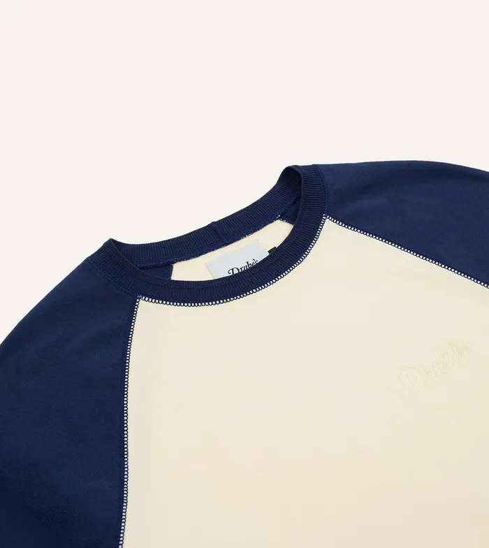 Drake039s Ecru And Navy Raglan Sleeve Hiking TShirt 8211 Clothing