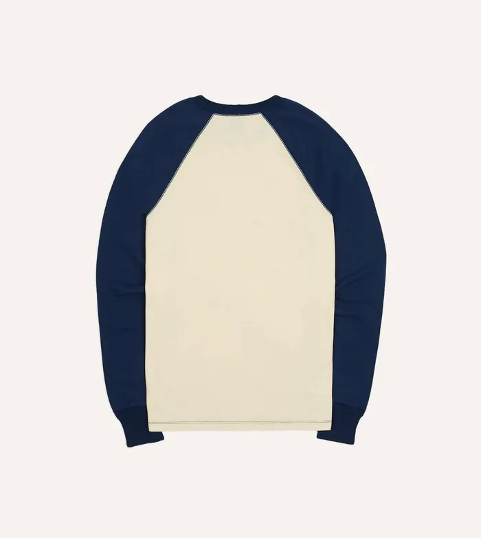 Drake039s Ecru And Navy Raglan Sleeve Hiking TShirt 8211 Clothing