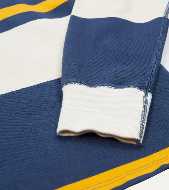 Drake039s Ecru Navy And Yellow Stripe Cotton Rugby Shirt 8211 ClothingShirts