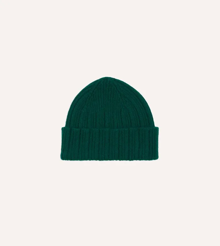 Drake039s Green Angora Lambswool Ribbed Knit Cap 8211 Accessories