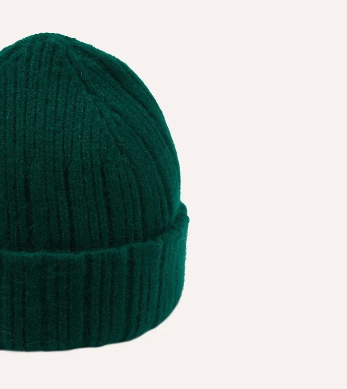 Drake039s Green Angora Lambswool Ribbed Knit Cap 8211 Accessories