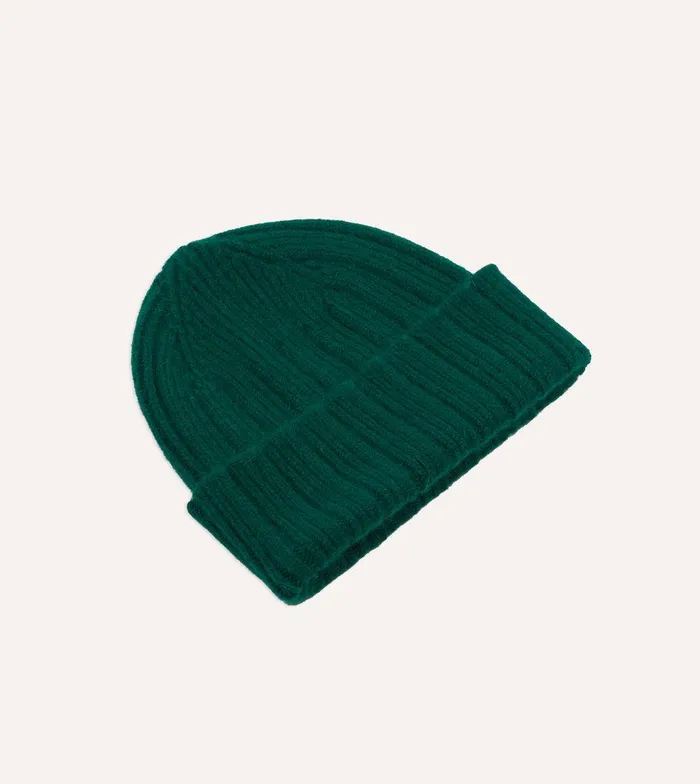 Drake039s Green Angora Lambswool Ribbed Knit Cap 8211 Accessories
