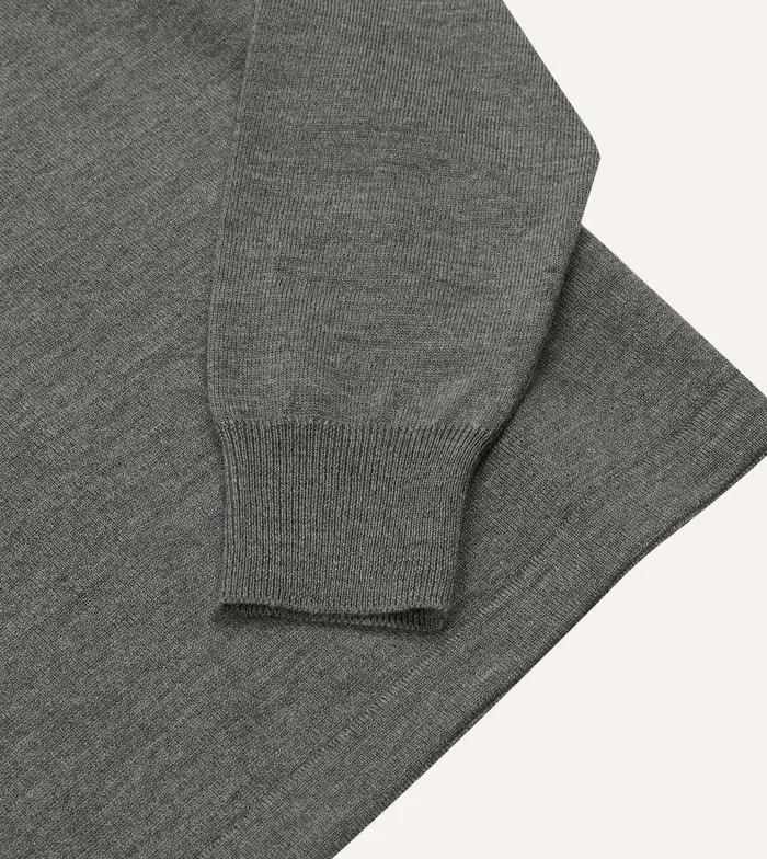 Drake039s Grey Merino Wool Knitted Rugby Shirt 8211 ClothingShirts