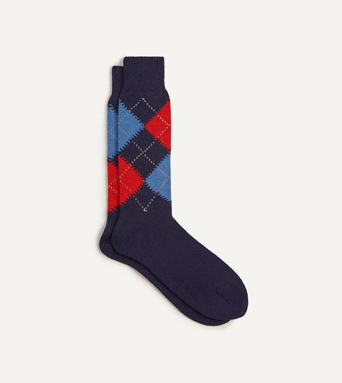 Drake039s Navy Argyle Wool Cotton Socks 8211 Accessories