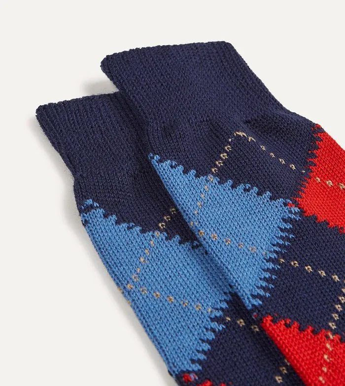 Drake039s Navy Argyle Wool Cotton Socks 8211 Accessories