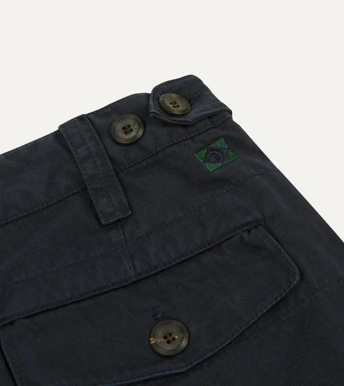 Drake039s Navy Cotton Twill SinglePleat Shorts 8211 Clothing