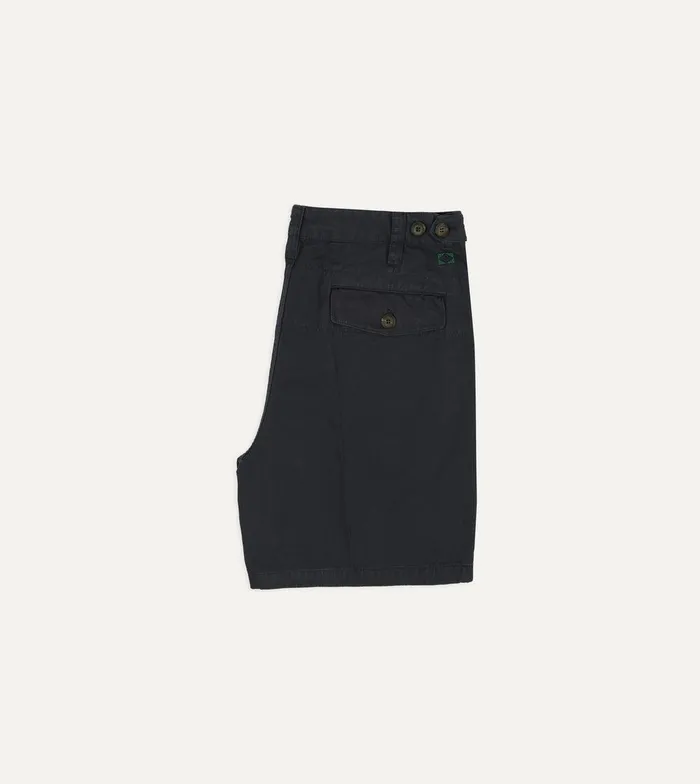 Drake039s Navy Cotton Twill SinglePleat Shorts 8211 Clothing